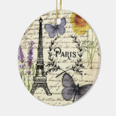 rustic french country scripts paris eiffel tower keramisch ornament (Links)