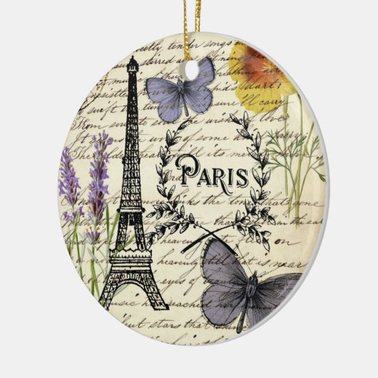 rustic french country scripts paris eiffel tower keramisch ornament (Links)