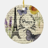 rustic french country scripts paris eiffel tower keramisch ornament (Achterkant)