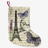 rustic french country scripts paris eiffel tower kleine kerstsok (Voorkant)