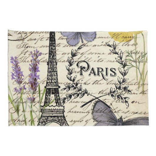 rustic french country scripts paris eiffel tower kussensloop (Achterkant-Rechts)
