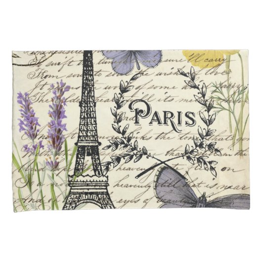 rustic french country scripts paris eiffel tower kussensloop (Voorkant-Rechts)