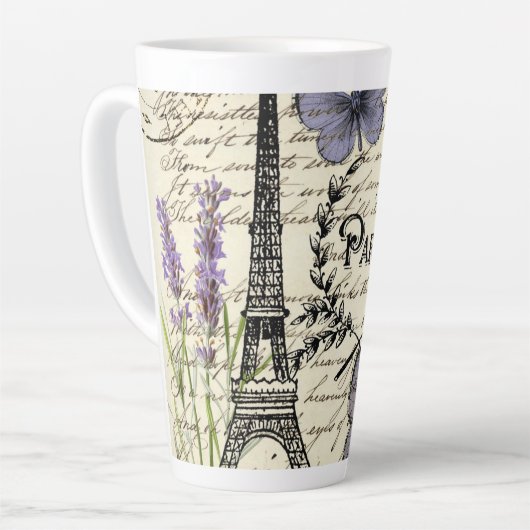 rustic french country scripts paris eiffel tower latte mok (Linkerhoek)