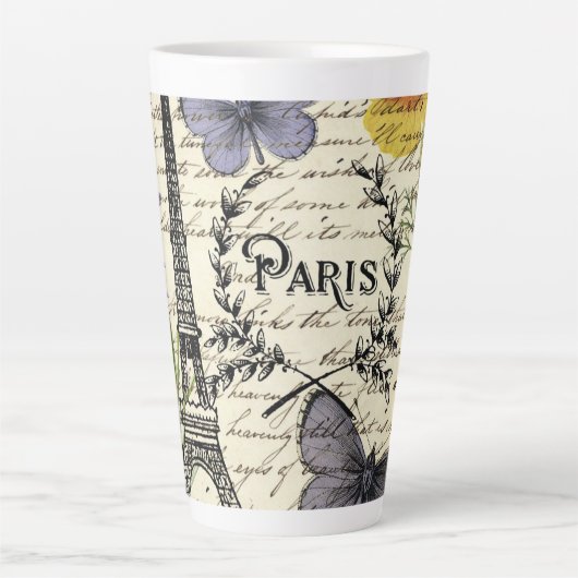 rustic french country scripts paris eiffel tower latte mok (Voorkant)