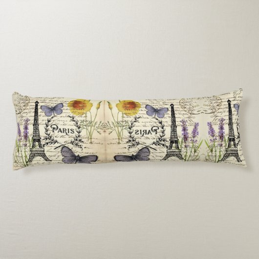 rustic french country scripts paris eiffel tower lichaamskussen (Achterkant)
