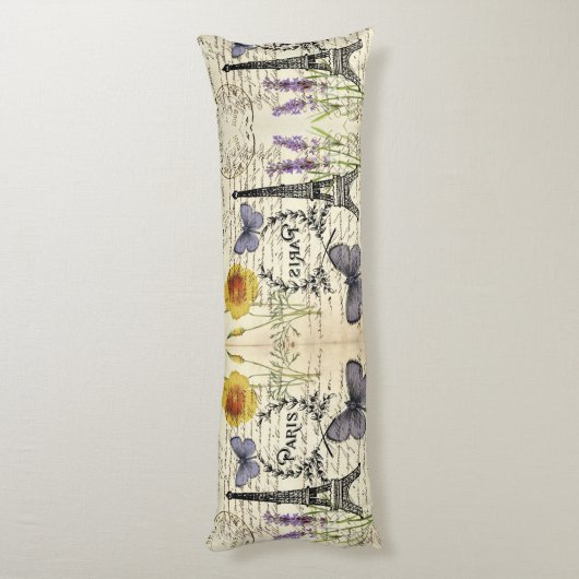 rustic french country scripts paris eiffel tower lichaamskussen (Achterkant (Verticaal))