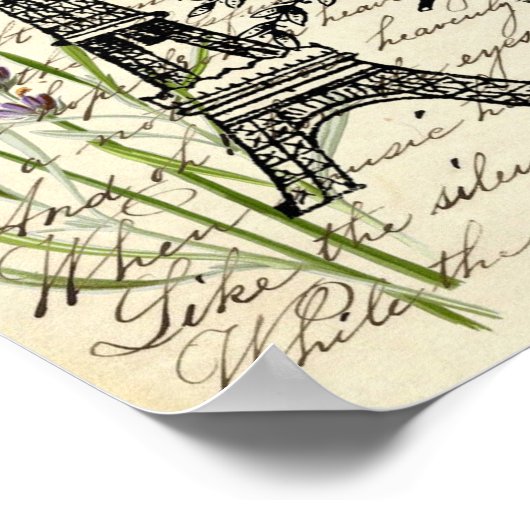 rustic french country scripts paris eiffel tower poster (Hoek)