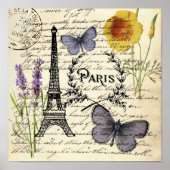 rustic french country scripts paris eiffel tower poster (Voorkant)