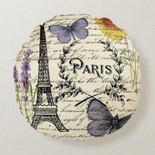 rustic french country scripts paris eiffel tower rond kussen