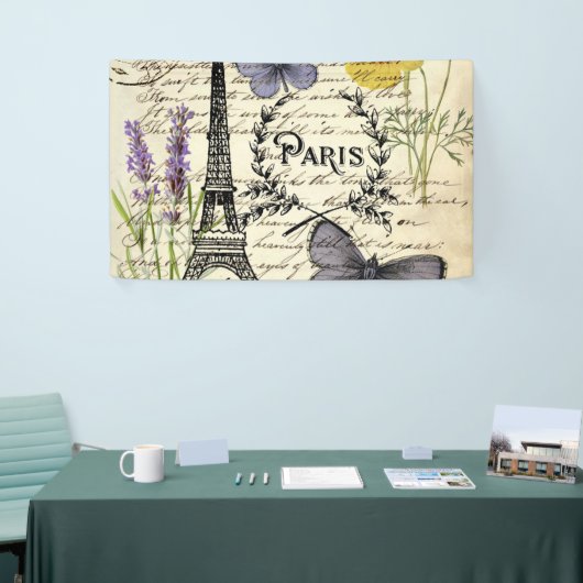 rustic french country scripts paris eiffel tower spandoek (Beurs)
