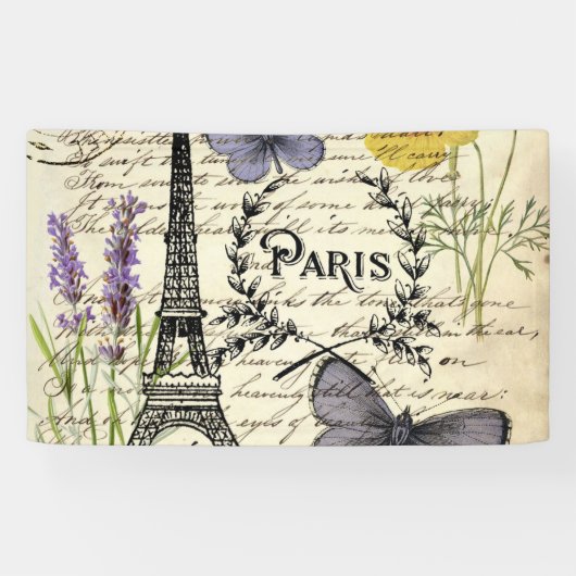 rustic french country scripts paris eiffel tower spandoek (Horizontaal)