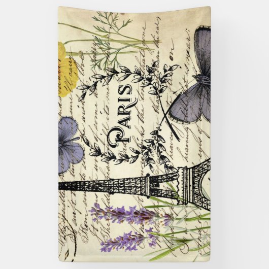 rustic french country scripts paris eiffel tower spandoek (Verticaal)