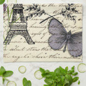 rustic french country scripts paris eiffel tower theedoek (Gevouwen)