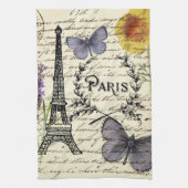 rustic french country scripts paris eiffel tower theedoek (Verticaal)