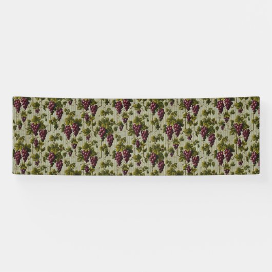 Rustic French Country Vineyard Grapevine Art Spandoek (Horizontaal)