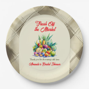 Rustic Fresh Off-the-Market Fruit Vrijgezellenfees Papieren Bordje