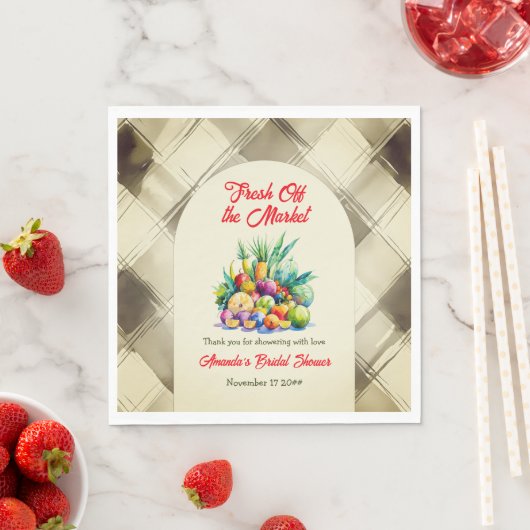 Rustic Fresh Off-the-Market Fruit Vrijgezellenfees Servet (Insitu)