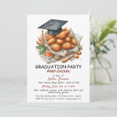 Rustic Fried Chicken Graduation Party Uitnodiging (Staand voorkant)