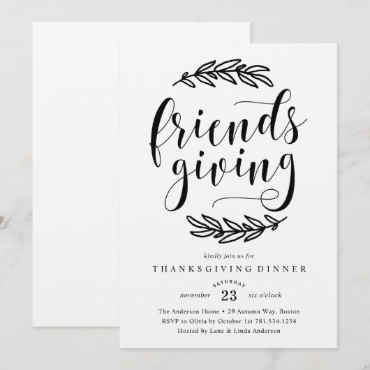 Rustic Friends Giving Dinner Uitnodiging (Voorkant / Achterkant)
