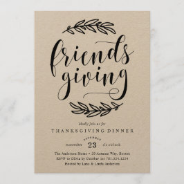 Rustic Friends Giving Dinner Uitnodiging