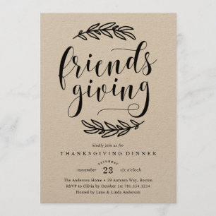 Rustic Friends Giving Dinner Uitnodiging