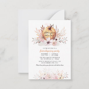 Rustic Friendsgiving Bloemstuk Herfstbladeren Pomp Notitiekaartje