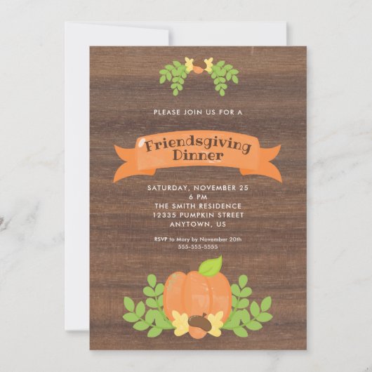 Rustic Friendsgiving-diner | Pompoen Kaart (Voorkant)