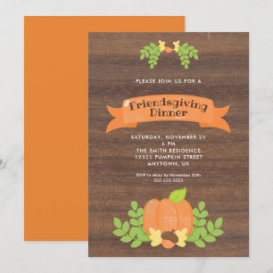 Rustic Friendsgiving-diner   Pompoen Kaart