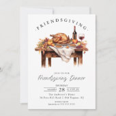 Rustic Friendsgiving Dinner Invitation Kaart (Voorkant)