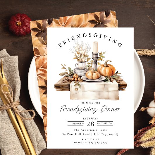Rustic Friendsgiving Dinner Invitation Kaart