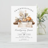 Rustic Friendsgiving Dinner Invitation Kaart (Staand voorkant)