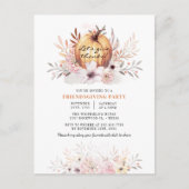Rustic Friendsgiving Floral Fall Leaves Pumpkin Uitnodiging Briefkaart (Voorkant)