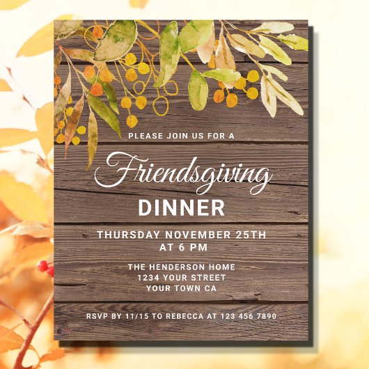Rustic Friendsgiving Invitation Briefkaart