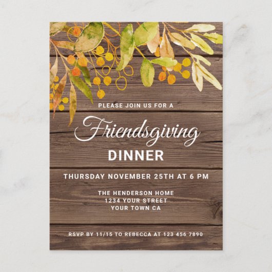Rustic Friendsgiving Invitation Briefkaart (Voorkant)