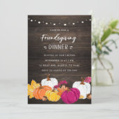 Rustic Friendsgiving Invitation with Pumpkins Kaart (Staand voorkant)