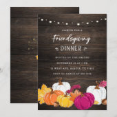 Rustic Friendsgiving Invitation with Pumpkins Kaart (Voorkant / Achterkant)