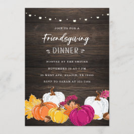 Rustic Friendsgiving Invitation with Pumpkins Kaart