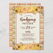 Rustic Friendsgiving Potluck Waterverf Floral Kaart (Voorkant / Achterkant)