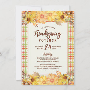 Rustic Friendsgiving Potluck Waterverf Floral Kaart