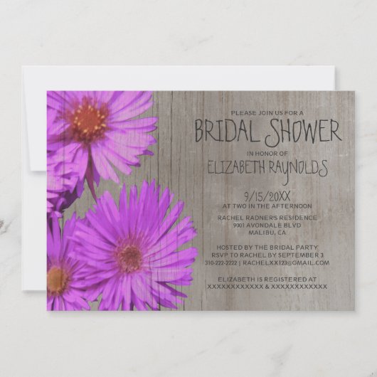 Rustic Frikart's Aster Bridal Shower Invitations Kaart (Voorkant)