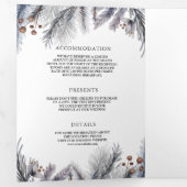 Rustic Frosted Pine Leaves Forest Deer Wedding Drieluik Uitnodiging (Binnenzijde eerst)
