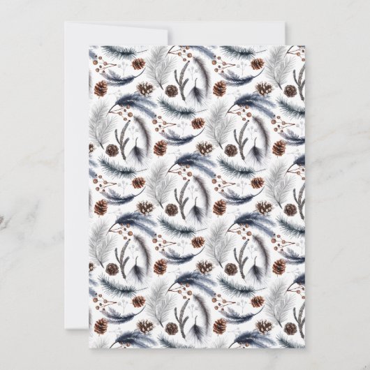 Rustic Frosted Pine Leaves Forest Deer Wedding Kaart (Achterkant)