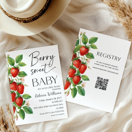Rustic Fruit Strawberry Berry Sweet Baby Shower Kaart