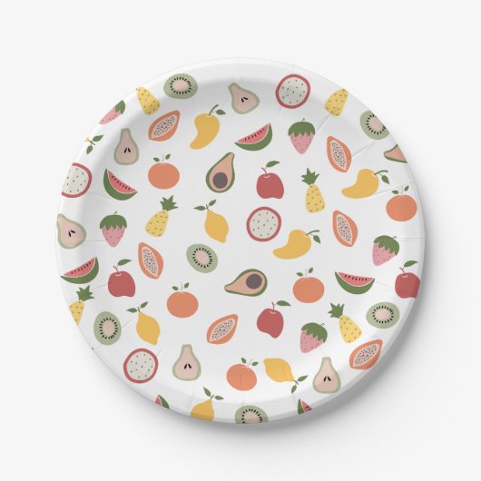 Rustic Fruits Pattern Papieren Bordje (Voorkant)