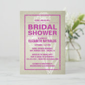 Rustic Fuchsia Bridal Shower Invitations Kaart (Staand voorkant)