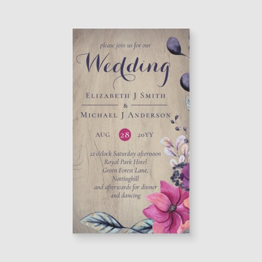 Rustic Fuchsia Floral Woodland Wedding (Voorkant)