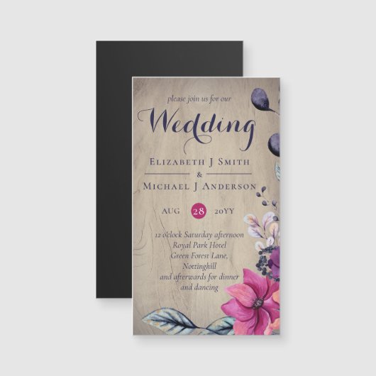 Rustic Fuchsia Floral Woodland Wedding (Voorkant / Achterkant)