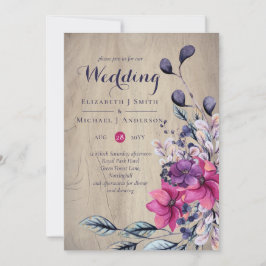 Rustic Fuchsia Floral Woodland Wedding