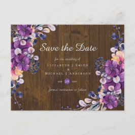 Rustic Fuchsia Floral Woodland Wedding Briefkaart
