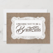 Rustic Fun Bridesmaid / Maid of Honor BRIDEZILLA Kaart (Voorkant)